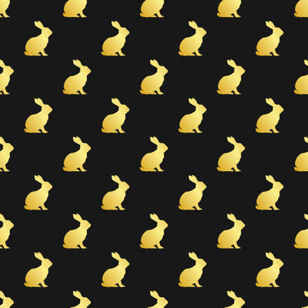 Seamless pattern with gold rabbits for Easter. Vectorのイラスト素材