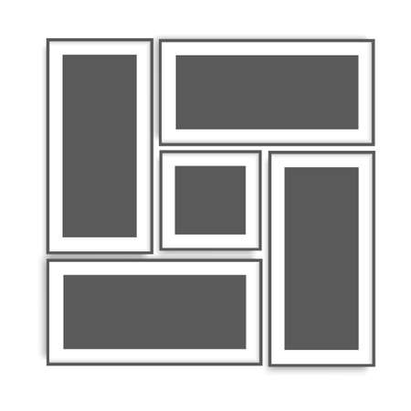 Set of black photo frames on the wall for your design vector.のイラスト素材