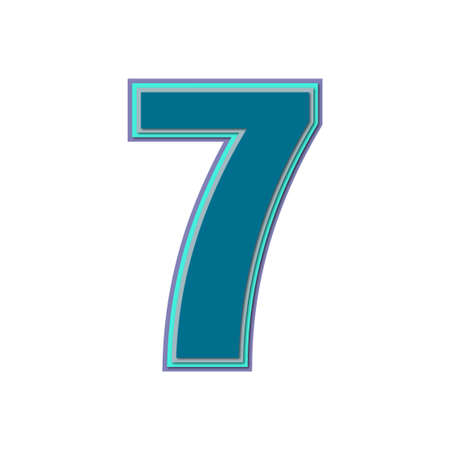 Number seven with colorful colors and soft shadow. Vector illustration.のイラスト素材