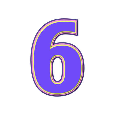 Number six with colorful colors and soft shadow. Vector illustration.のイラスト素材