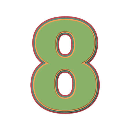 Number eight with colorful colors and soft shadow.のイラスト素材