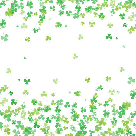 Saint Patrick's Day frame with green tree leaf clovers on white background. Vectorのイラスト素材