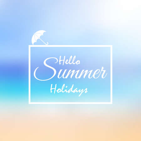 Summer holiday background with blurred background and palm tree. Vector.のイラスト素材