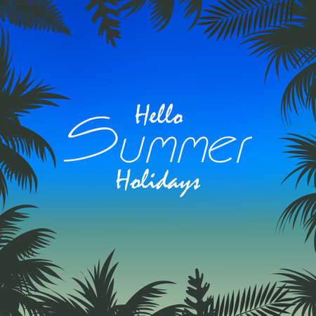 Summer holiday background with blurred background and palm tree. Vector.のイラスト素材