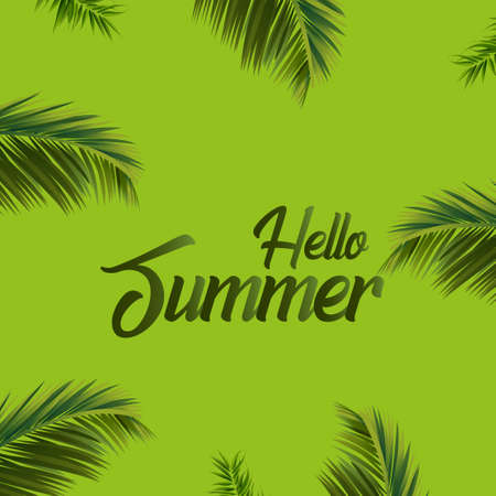 Summer background with green palm leaves. Vectorのイラスト素材
