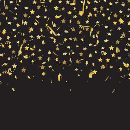 Abstract background with falling gold confetti stars. Vectorのイラスト素材