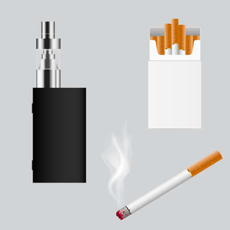 Set of cigarette types. e cigarette . Vectorのイラスト素材