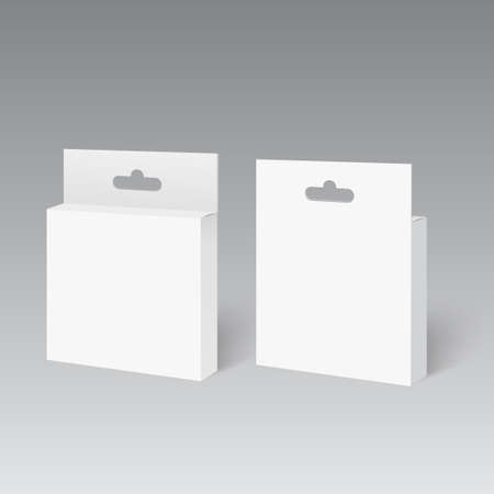 White Product Package Box With Hang Slot. Mock Up. Vector.のイラスト素材