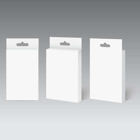 White Product Package Box With Hang Slot. Mock Up. Vector.のイラスト素材