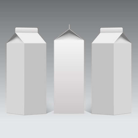 Milk or juice carton packaging package box white blank isolated. Vector.のイラスト素材