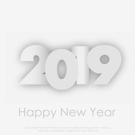 Happy New Year and Christmas background with paper text. 2019. Vector.のイラスト素材