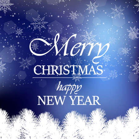 Happy New Year and Christmas greeting card falling snowflakes. Vector.のイラスト素材