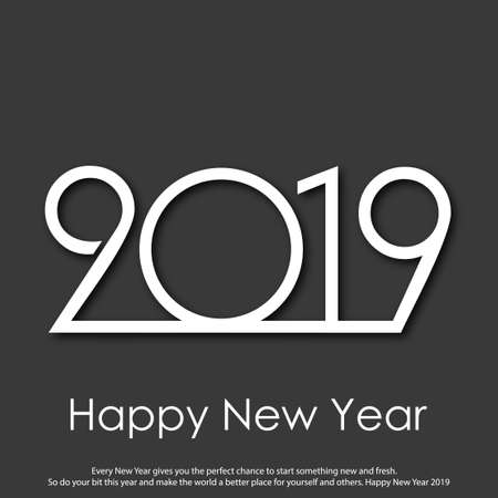 Happy New Year or Christmas greeting card with modern text. 2019. Vector.のイラスト素材