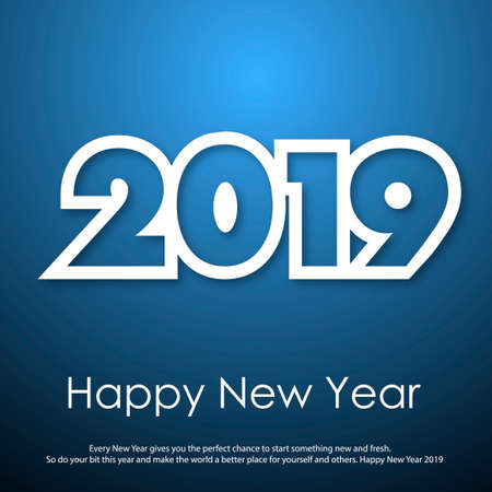 Happy New Year or Christmas greeting card with modern text. 2019. Vector.のイラスト素材