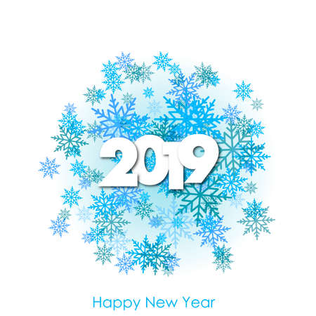 Happy New Year greeting card with snowflakes. 2019. Vectorのイラスト素材