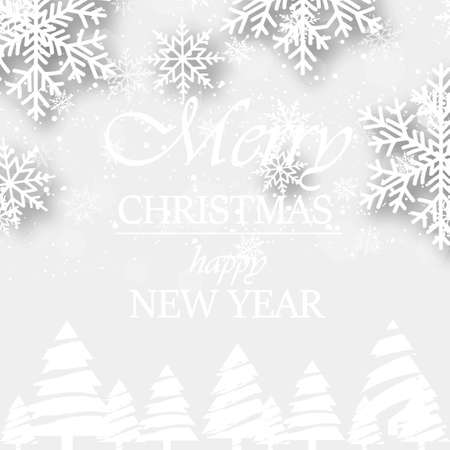 Merry Christmas and Happy New Year Greeting Card With White Snowflakes. 2019 .Vector.のイラスト素材
