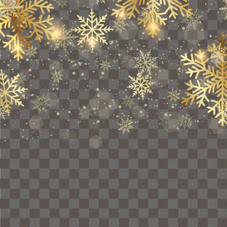 Falling snowflakes on transparent background for Christmas or New Year. Vector.のイラスト素材