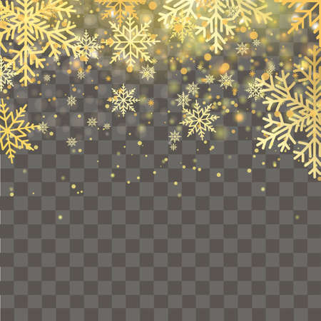 Falling snowflakes on transparent background for Christmas or New Year. Vector.のイラスト素材