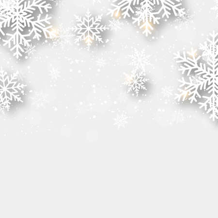 Happy New Year or Christmas card with falling snowflakes. Vectorのイラスト素材