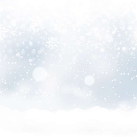 Blurred Christmas background with snowflakes and blue sky. Vector.のイラスト素材