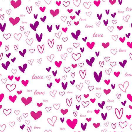 Seamless pattern with colorful hearts for Valentine's Day. Vector.のイラスト素材