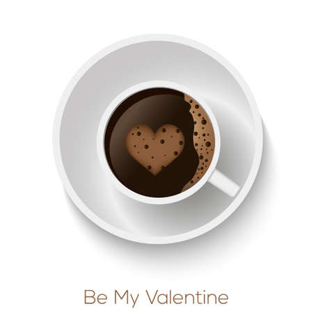 Coffee cup with hears form. Vector.のイラスト素材