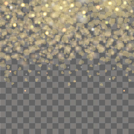 Falling gold hearts on transparent background. Vector.のイラスト素材