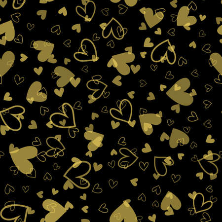 Seamless pattern with gold hearts. Vector.のイラスト素材