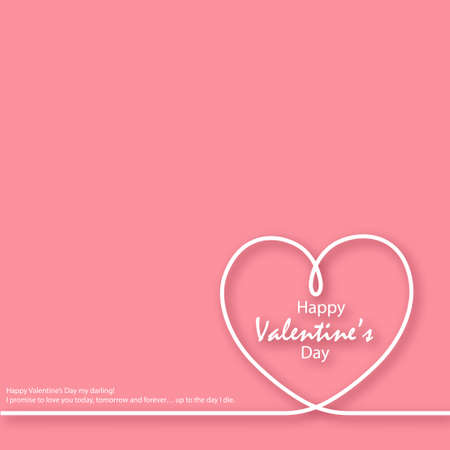 Happy Valentine's day greeting card with lined heart. Vector.のイラスト素材