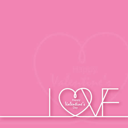 Happy Valentine's day greeting card with lined heart. Vector.のイラスト素材