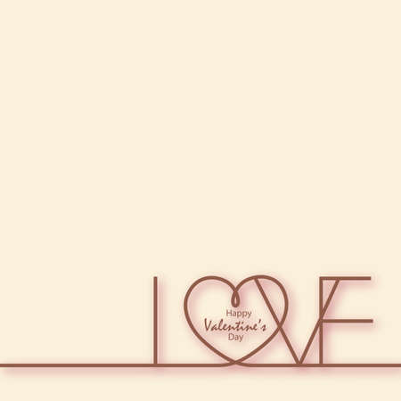 Happy Valentine's day greeting card with lined heart. Vector.のイラスト素材