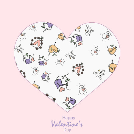 Happy Valentine's Day background with vintage elements. Vector.