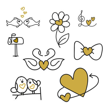 Set of Valentine's Day design elements. Vectorのイラスト素材