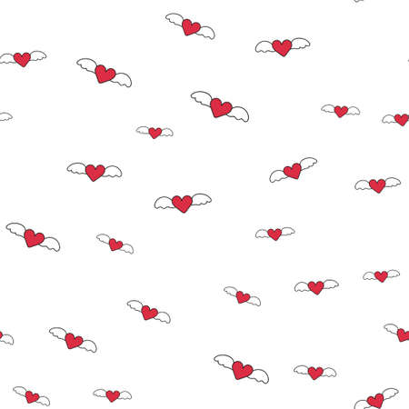 Seamless pattern with flying red heart. Vectorのイラスト素材