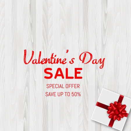 Happy Valentine's Day sale card with gift box. Vector.のイラスト素材