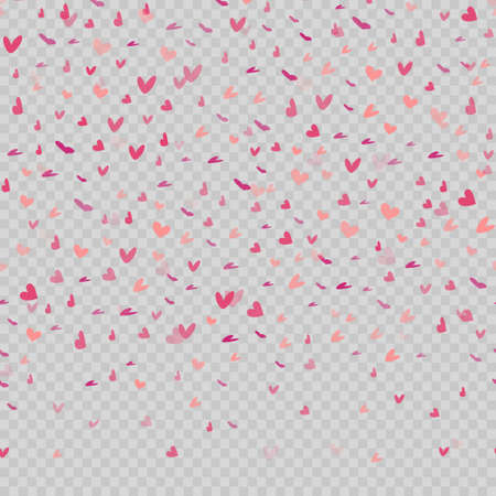 Falling red hearts on transparent background. Vectorのイラスト素材