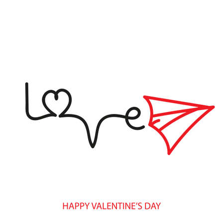Valentine's day greeting card with plane and heart. Vectorのイラスト素材
