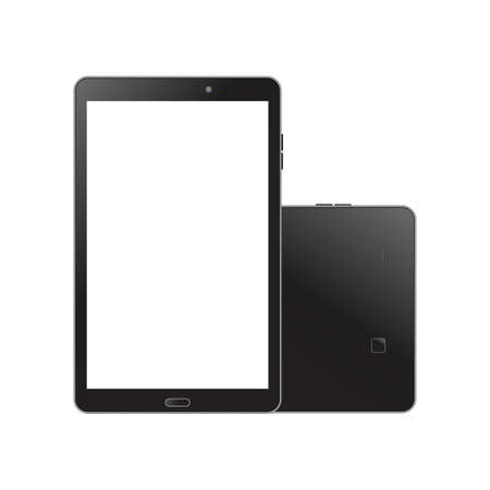 Realistic digital tablet mock up. Front and back view. Vector.のイラスト素材