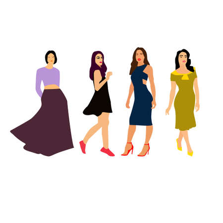 Set of Women collection dresses. Vectorのイラスト素材
