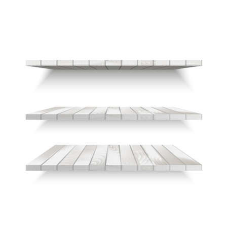 Wooden shelves on wall with soft shadow. Vectorのイラスト素材