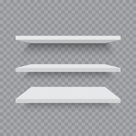White shelves on transparent background. Vectorのイラスト素材
