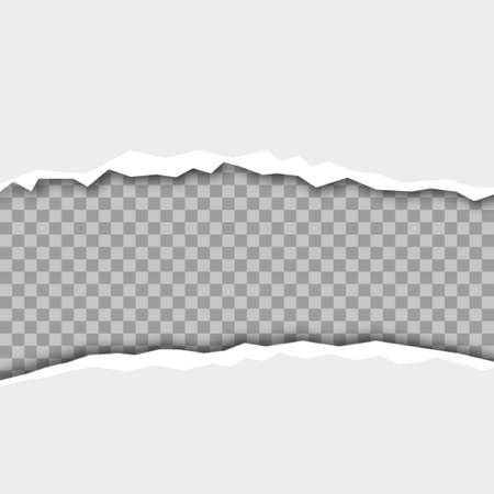Ripped squared horizontal grey paper strips for text or message. Vector.のイラスト素材