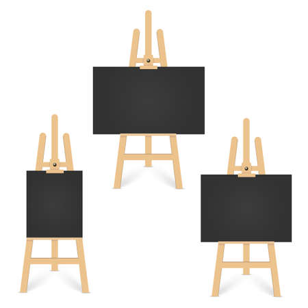 Vector set of wooden brown black and white sienna easels. Vector.のイラスト素材