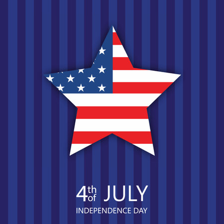 4th July Independence day greeting card with flag. Vectorのイラスト素材