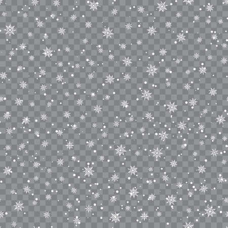 Seamless pattern with falling snow or snowflakes on transparent background. vector.のイラスト素材