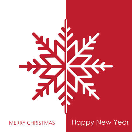 Happy New Year or Christmas card with white snowflake. Vector.のイラスト素材