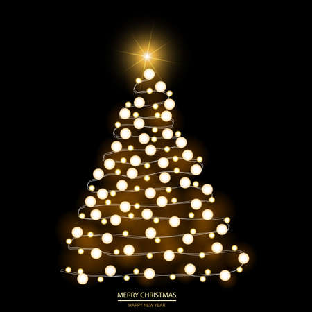 Abstract bokeh background with Christmas tree lights. Vector.のイラスト素材