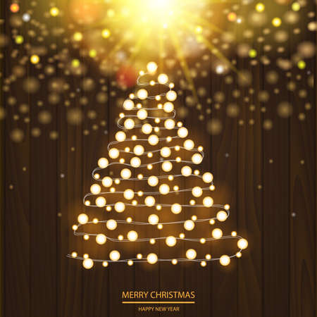 Christmas tree made of christmas lights. Vectorのイラスト素材