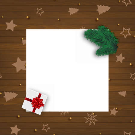 Xmas border with white paper and ornaments. Vectorのイラスト素材