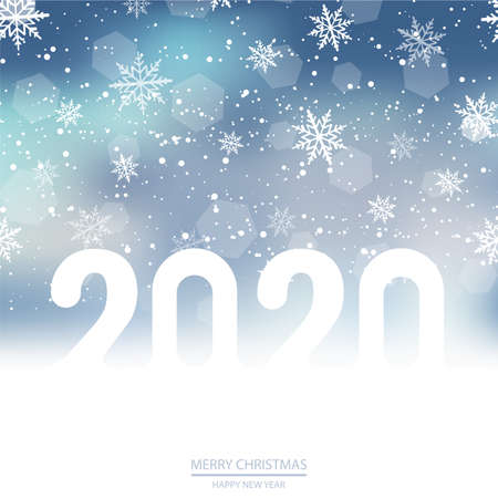 Happy New year with snowy blue background. 2020 Vector.のイラスト素材